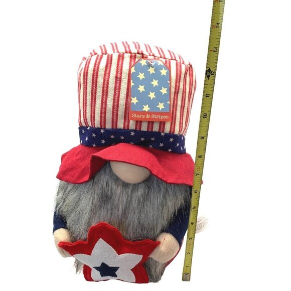 Patriotic Stars Stripes Gnome Chubby Plush Weighted 4th of July Red New 13 inch - Picture 3 of 8